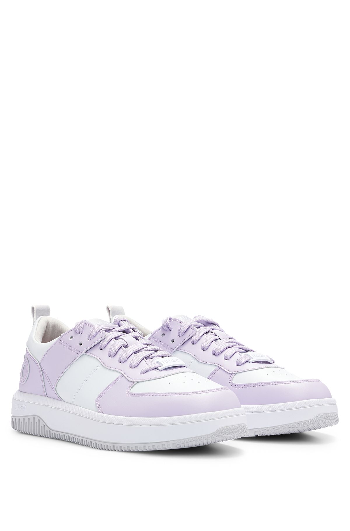 Sneakers color pastello con logo sul tallone, Luce viola