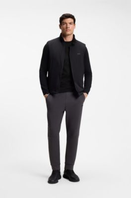 Cotton-blend regular-fit sweater with logo print, Black