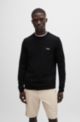 Cotton-blend regular-fit sweater with logo detail, Black