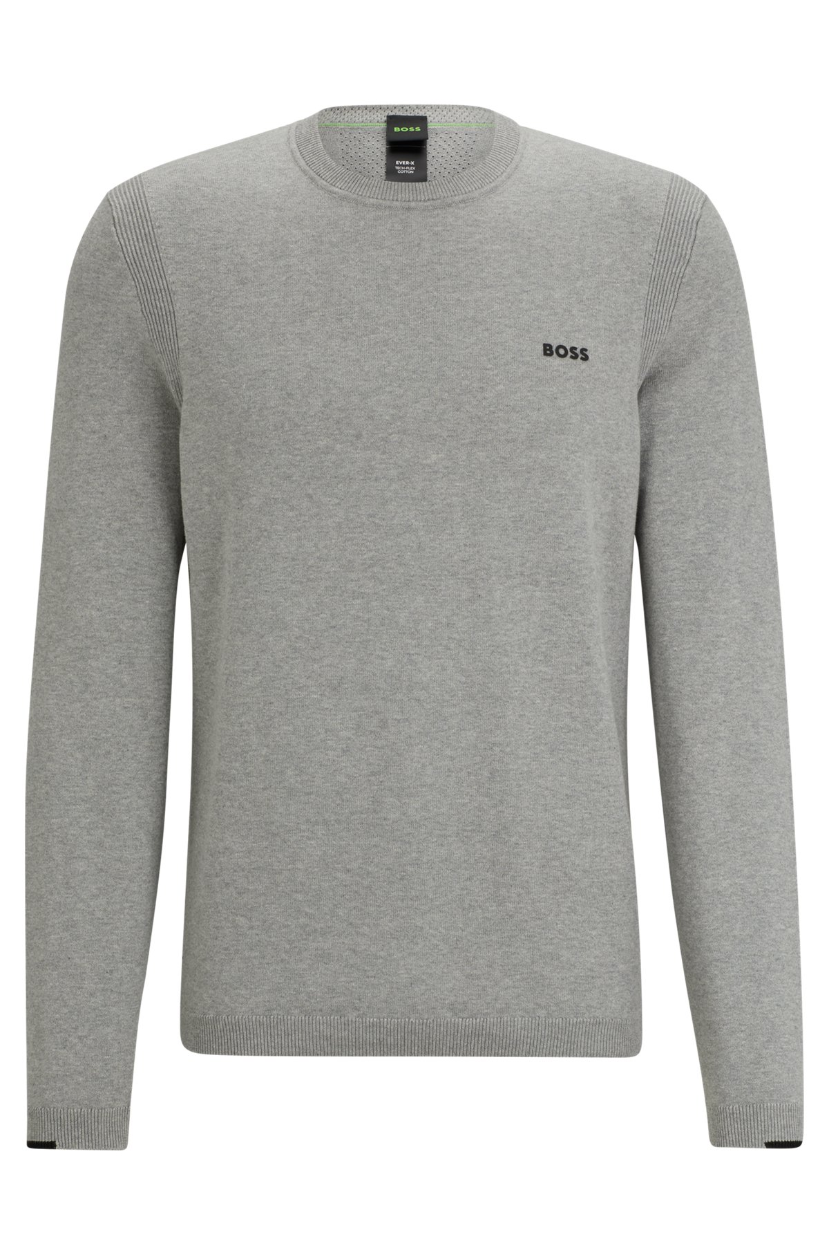 Cotton-blend regular-fit sweater with logo detail, Light Grey