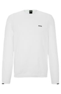 Regular-Fit Pullover aus Baumwoll-Mix mit Logo-Detail, Weiß