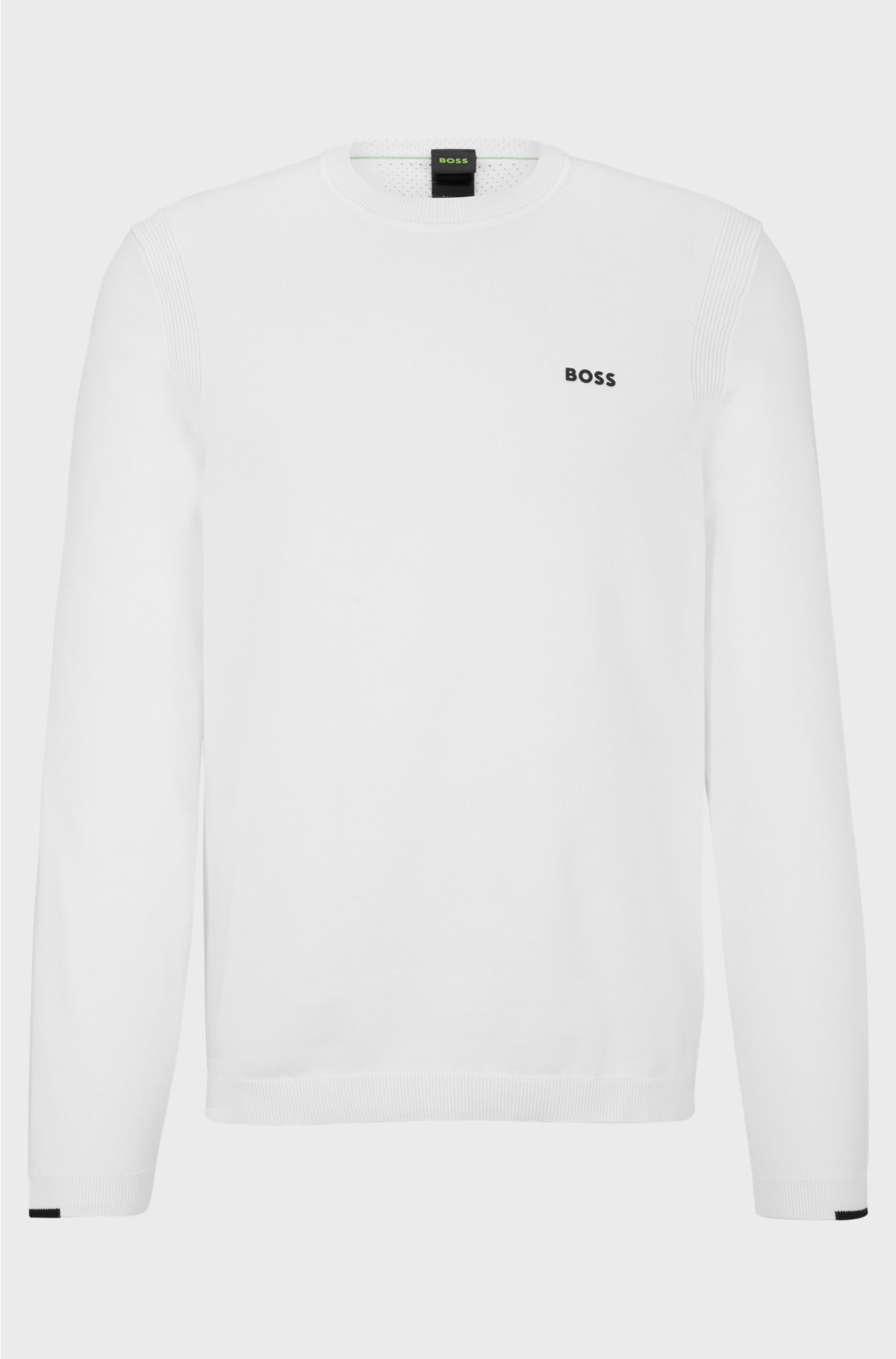 Cotton-blend regular-fit sweater with logo print, White