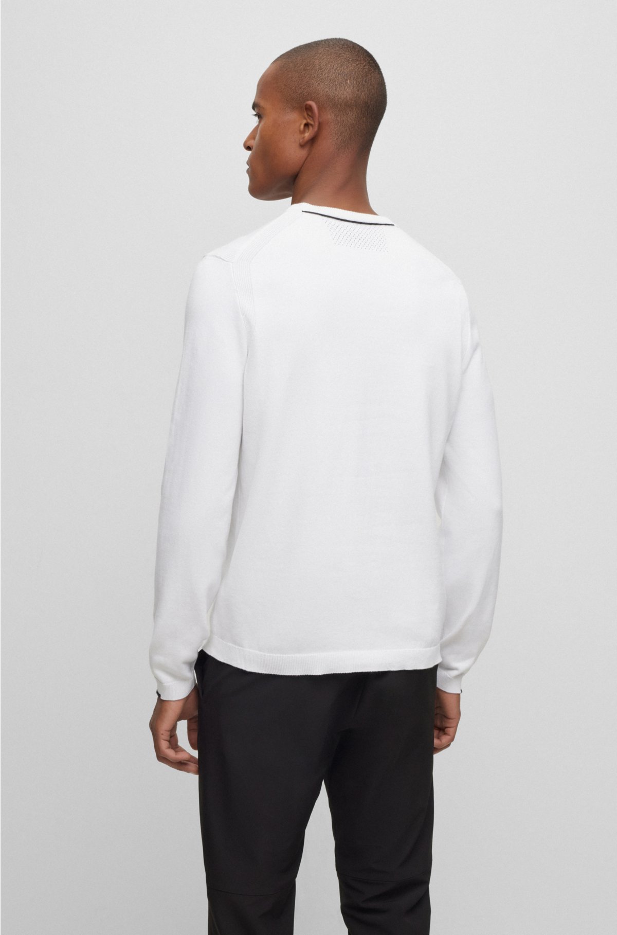Cotton-blend regular-fit sweater with logo print, White