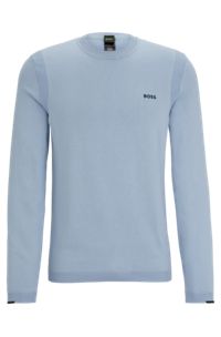 Regular-Fit Pullover aus Baumwoll-Mix mit Logo-Detail, Hellblau