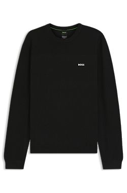 Branded crew-neck sweater in dry-flex fabric