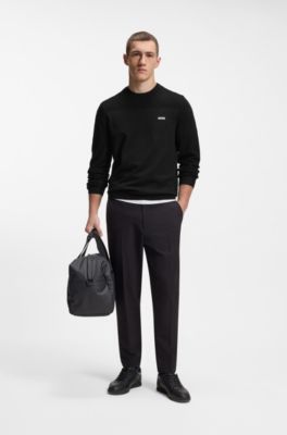 Branded crew-neck sweater in dry-flex fabric, Black