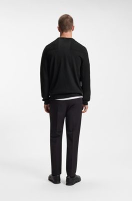 Branded crew-neck sweater in dry-flex fabric, Black