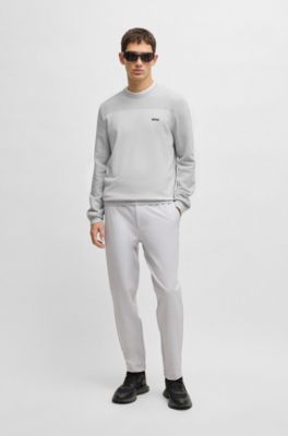 Branded crew-neck sweater in dry-flex fabric, Light Grey