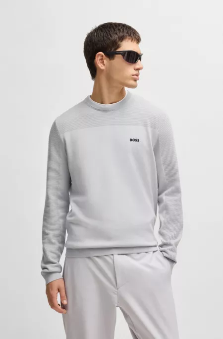 Branded crew-neck sweater in dry-flex fabric