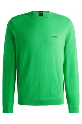 BOSS Branded crew neck sweater in dry flex fabric Green