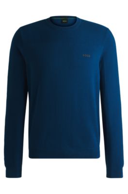 BOSS Branded crew neck sweater in dry flex fabric Blue