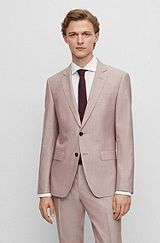 Slim-fit jacket in wool, Tussah silk and linen, light pink