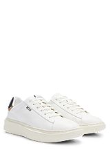 Cupsole trainers with coloured backtab, White