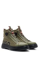 Hybrid lace-up boots with logo tape, Green