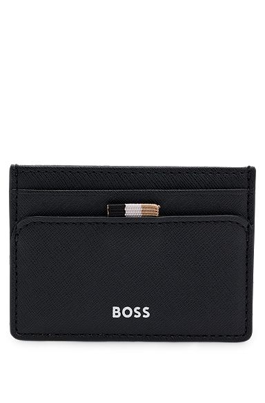 Structured card holder with signature stripe and logo, Black