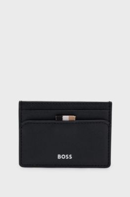 Card holder with signature stripe and logo detail, Black