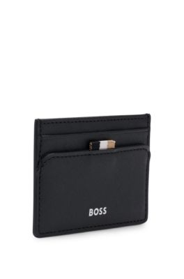 Card holder with signature stripe and logo detail, Black