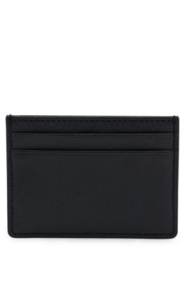 Card holder with signature stripe and logo detail, Black