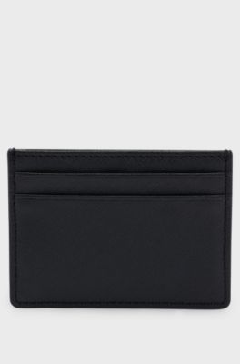 Card holder with signature stripe and logo detail, Black