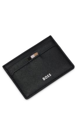 Card holder with signature stripe and logo detail, Black