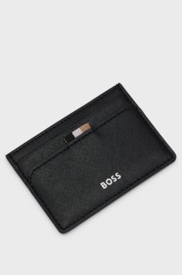 Card holder with signature stripe and logo detail, Black