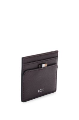 Card holder with signature stripe and logo detail, Dark Red