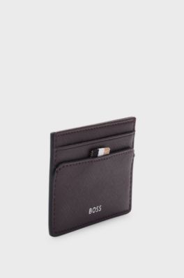 Card holder with signature stripe and logo detail, Dark Red