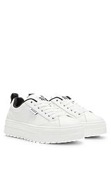 Plateau-Sneakers aus gebondetem Leder, Weiß
