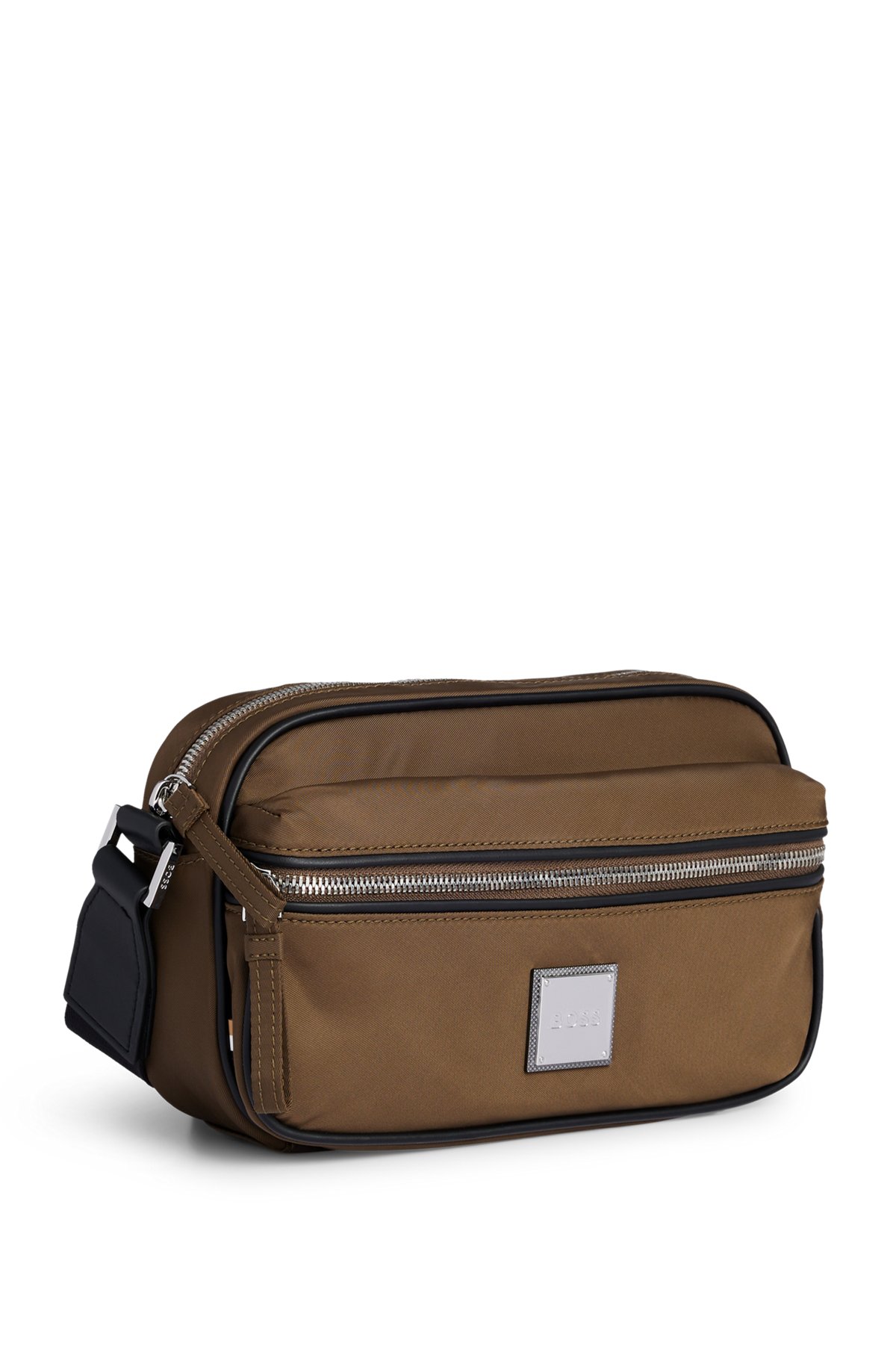 Reporter bag in recycled fabric with logo plate, Khaki
