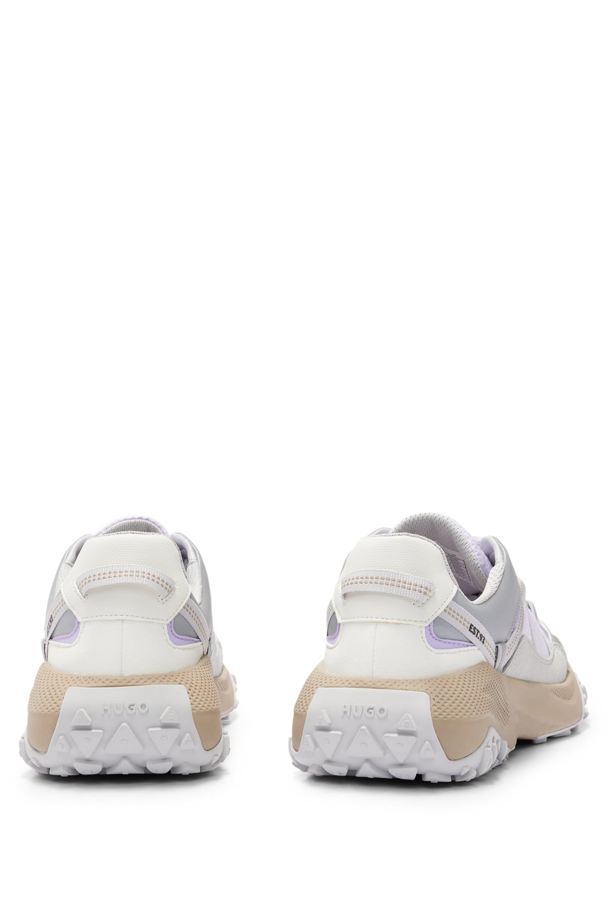 Mixed-material trainers with mesh and faux leather, Light Purple