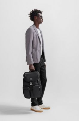 BOSS - Rucksack aus recyceltem Material-Mix mit Überschlag und  