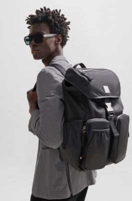 BOSS - Rucksack aus recyceltem Material-Mix mit Überschlag und  