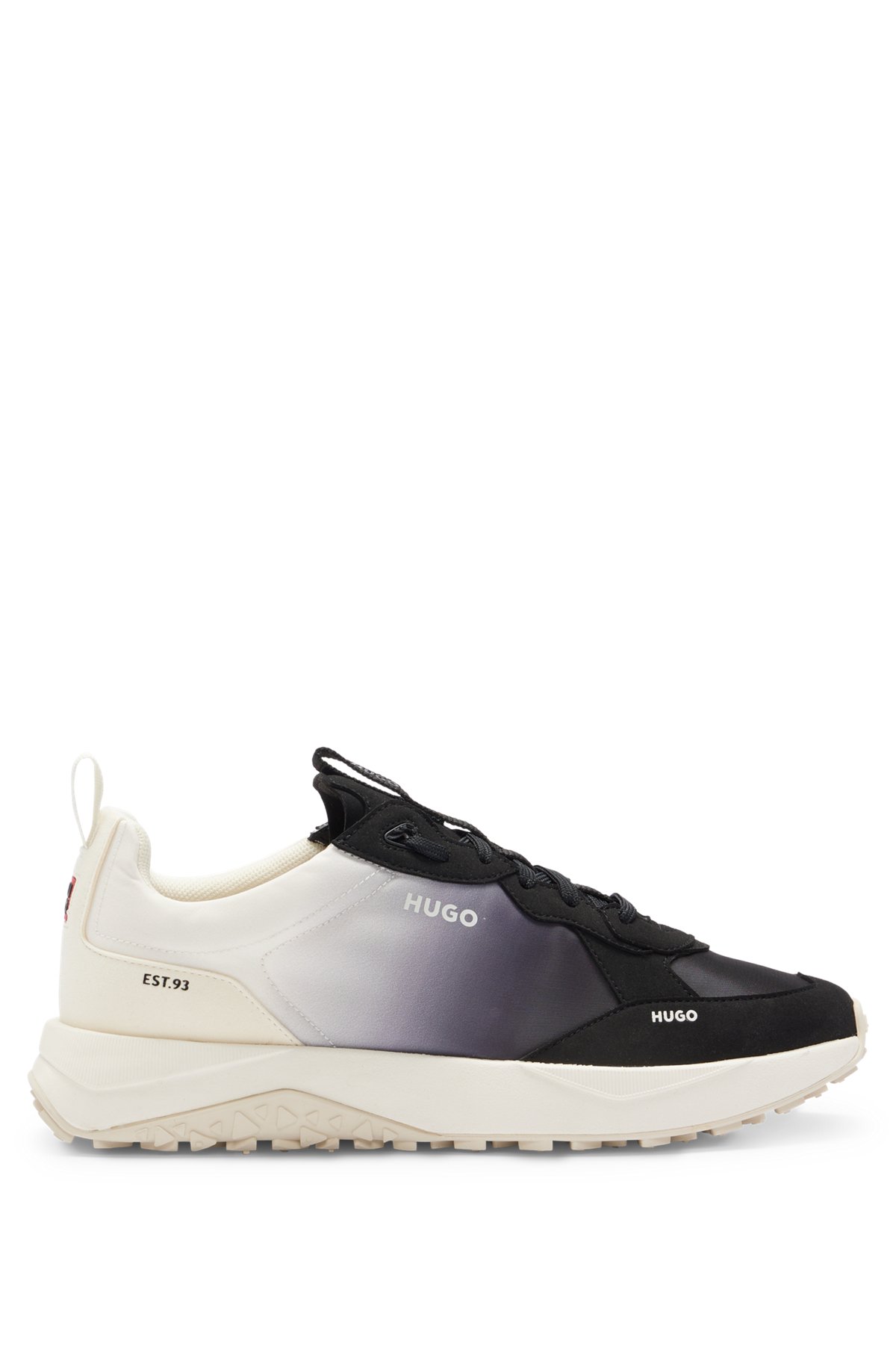 Mixed-material trainers with degradé effect, Dark Grey