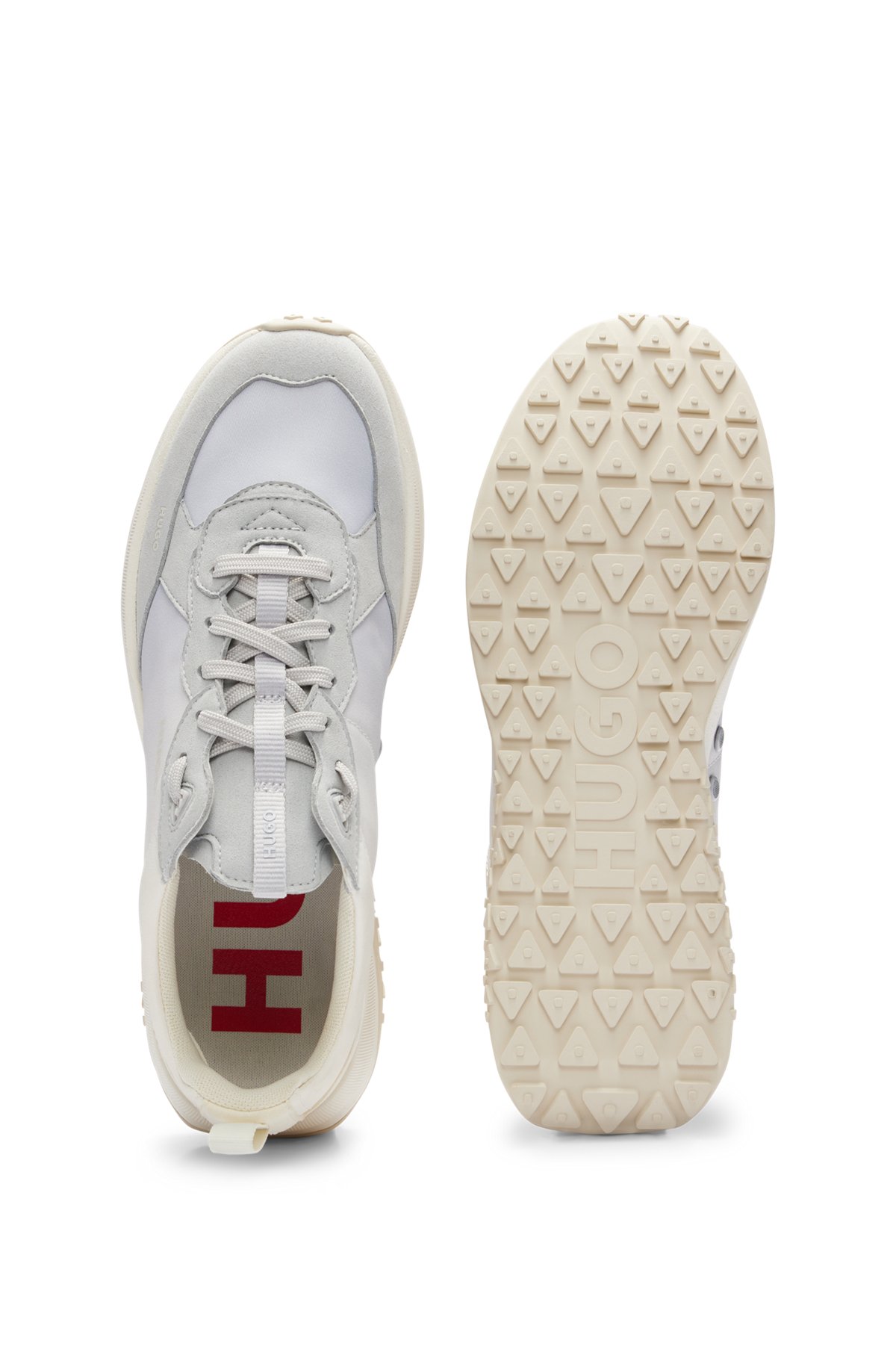 Mixed-material trainers with degradé effect, Light Beige