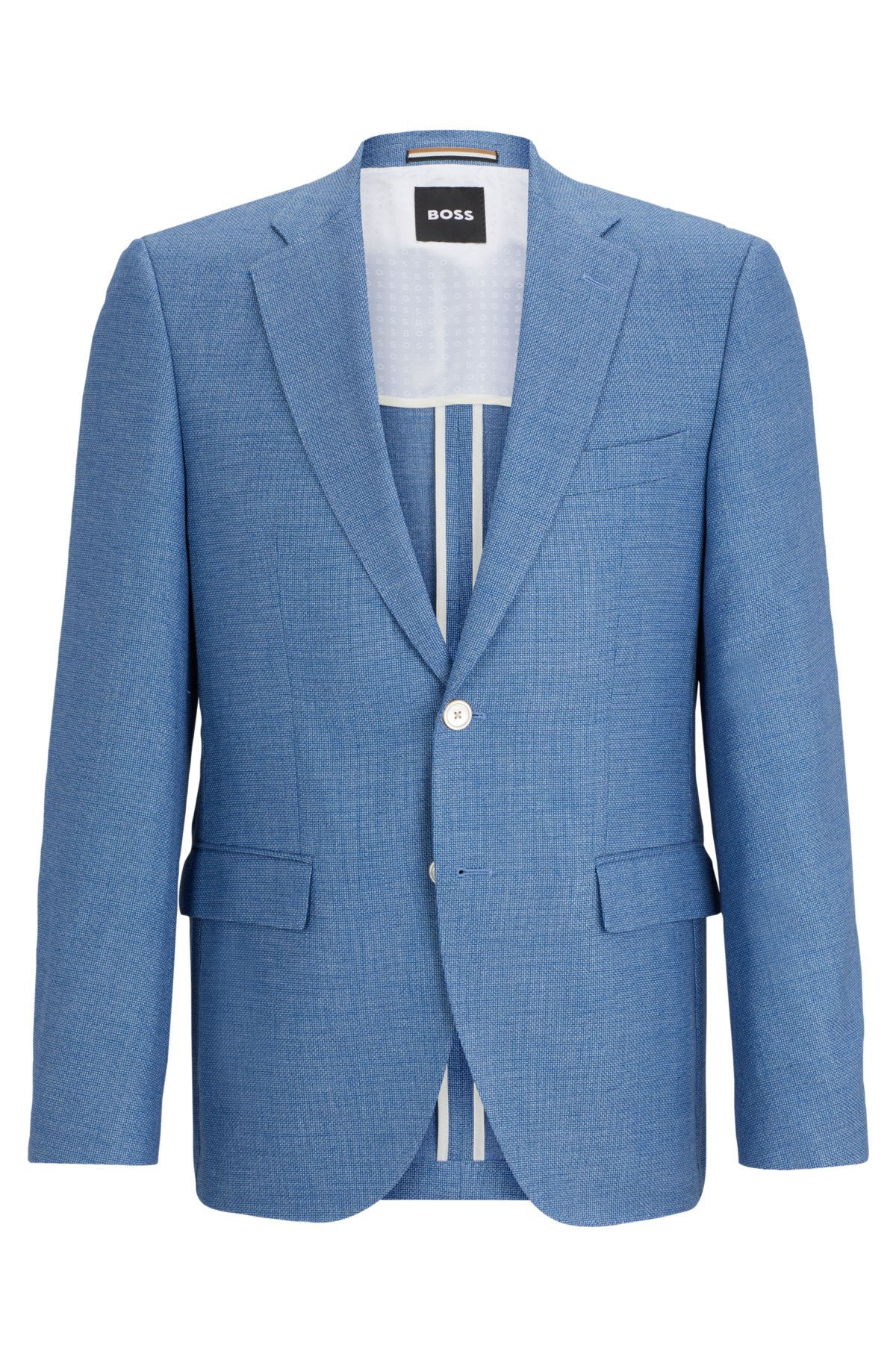 Regular-fit jacket in micro-patterned fabric, Blue