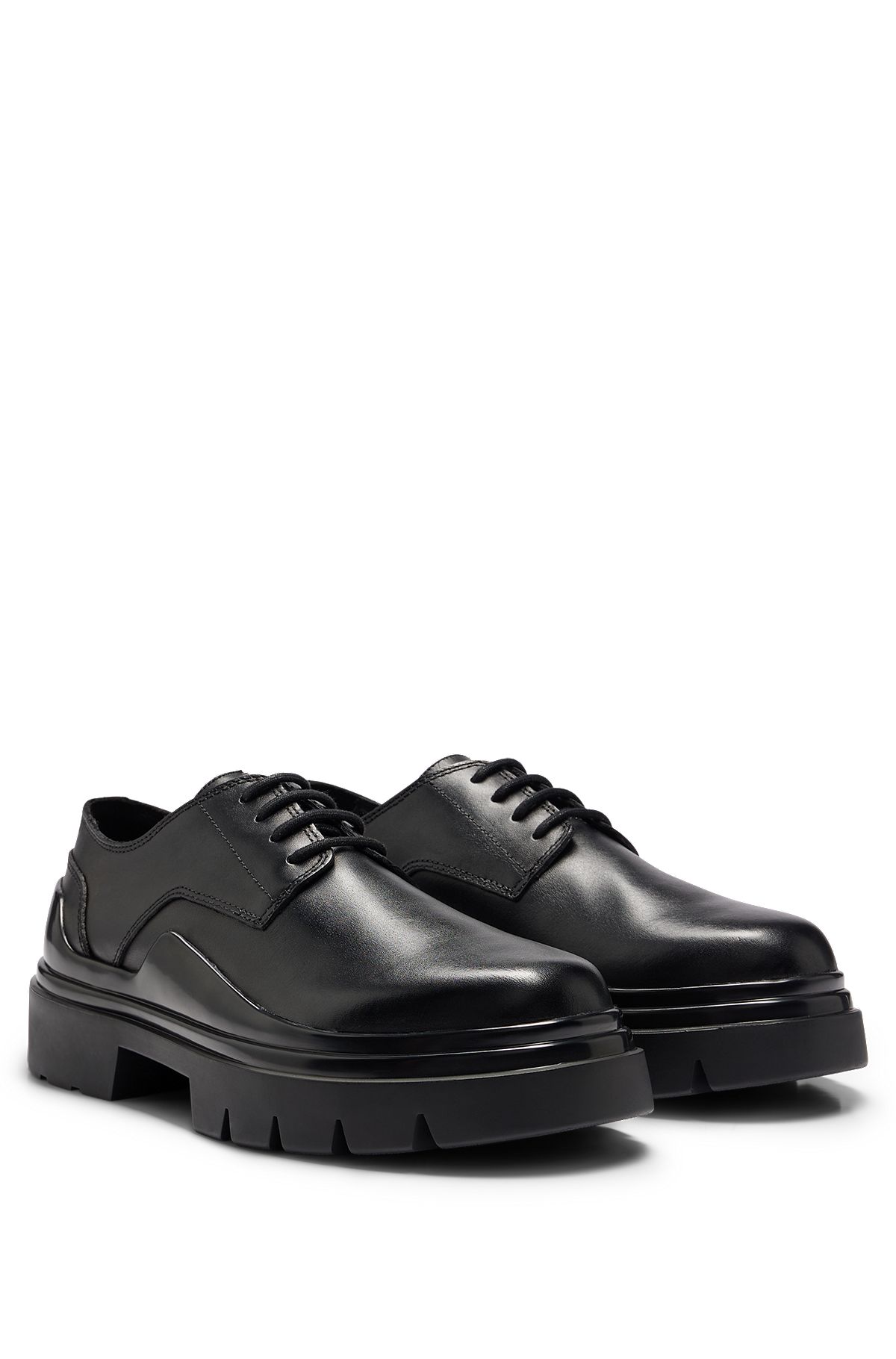 BOSS - Leather Derby shoes with chunky outsole