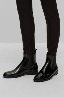 BOSS Glossy Chelseastyle rain boots with branded trim