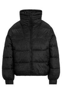 Regular-fit puffer jacket in lustrous fabric, Black