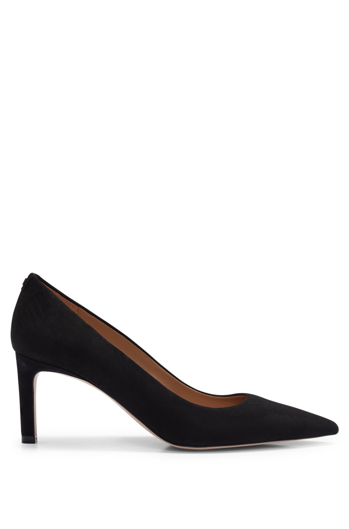 Suede pointed-toe pumps with 7cm heel, Black