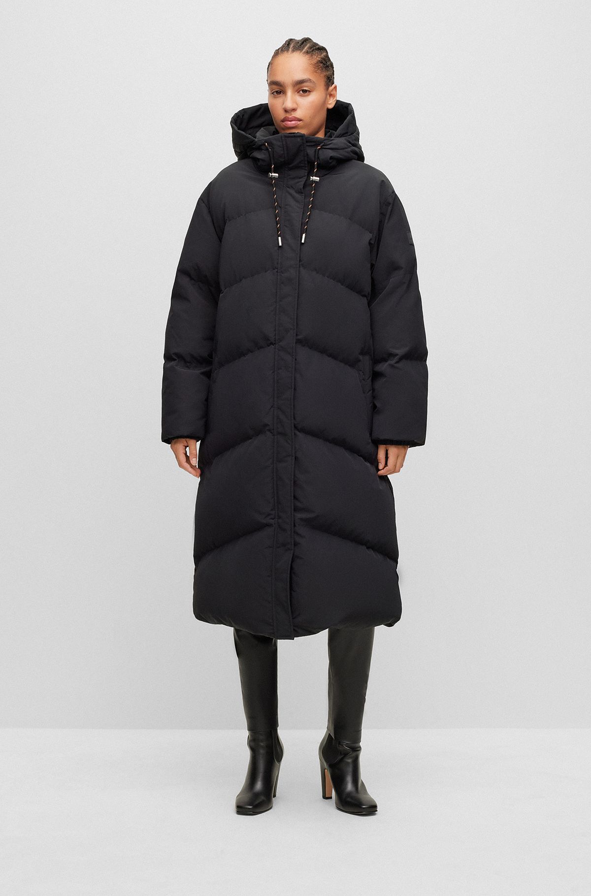 Hooded parka jacket in a regular fit, Black