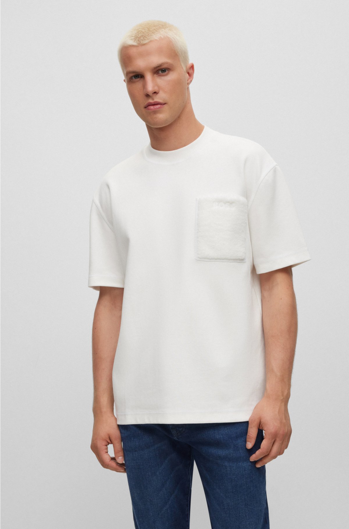 BOSS - オーバーサイズフィット コットンインターロック Tシャツ