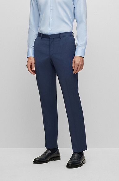 Regular-fit trousers in melange stretch cloth, Light Blue