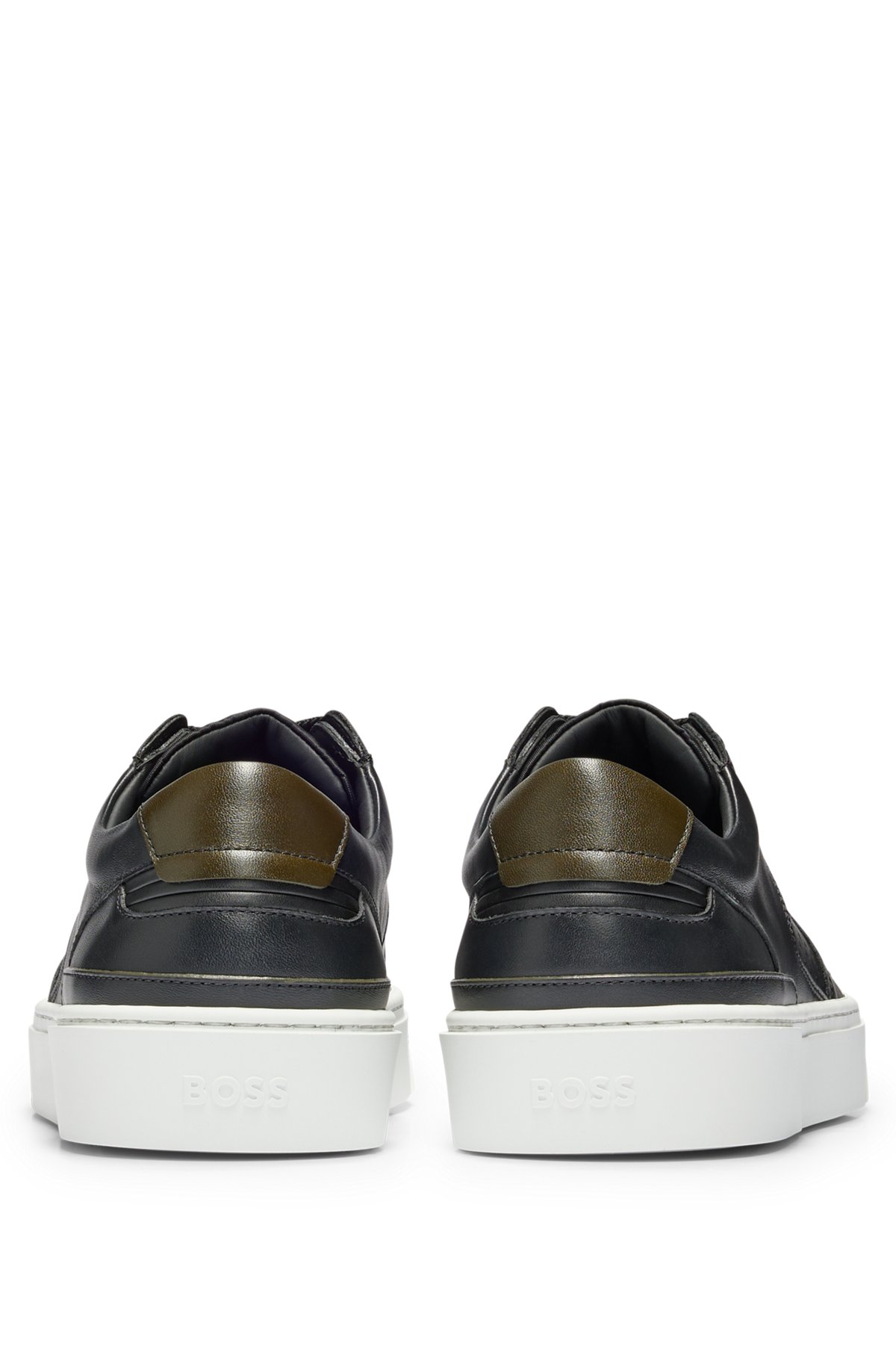 Porsche x BOSS branded low-top trainers in mixed materials, Black