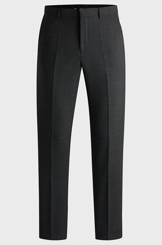 Regular-fit trousers in micro-patterned stretch cloth, Dark Grey