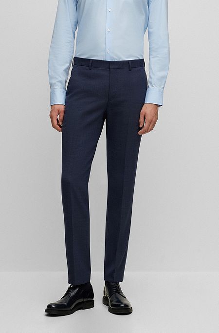 Regular-fit trousers in micro-patterned stretch cloth, Light Blue