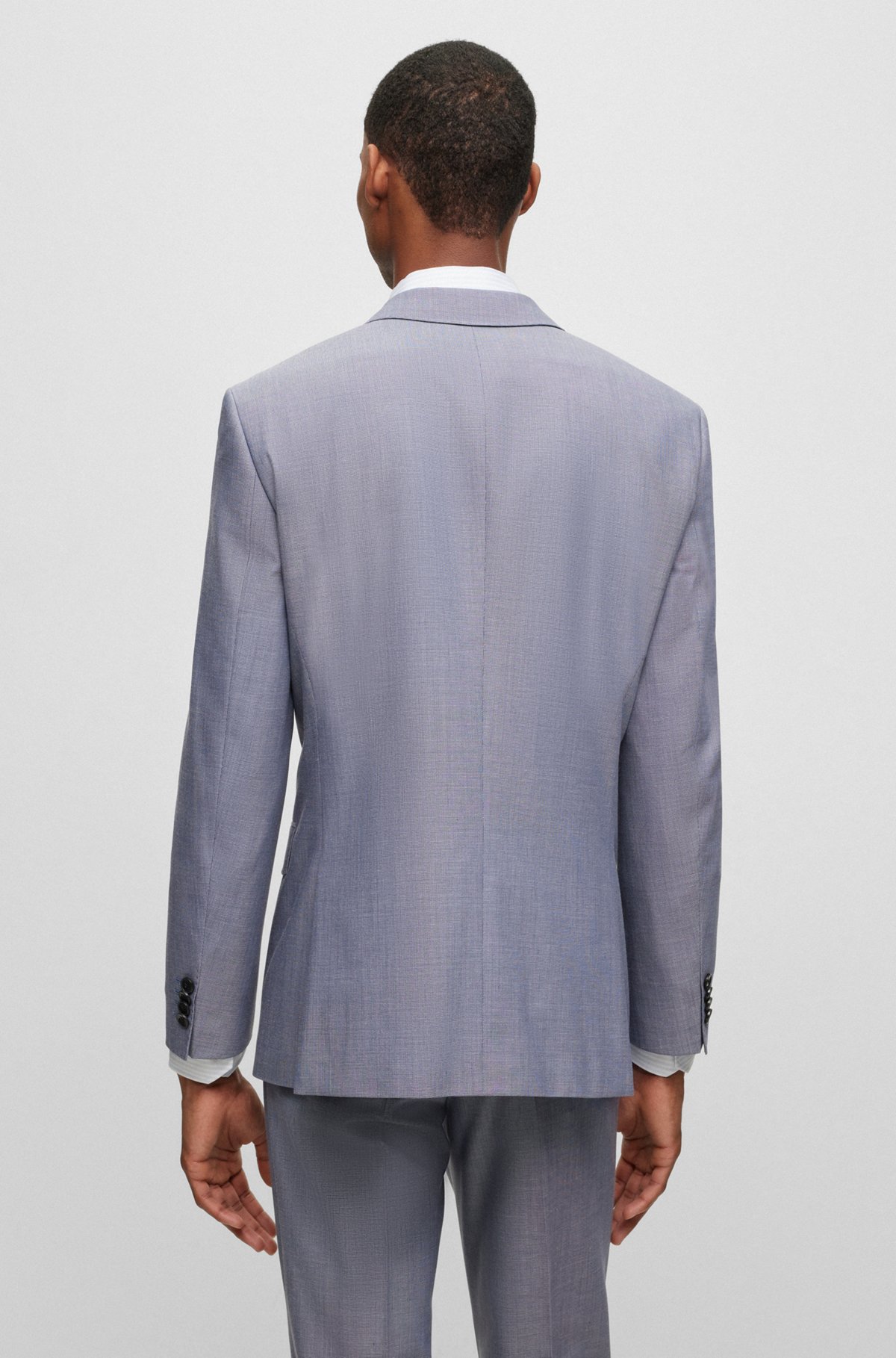 Regular-fit jacket in micro-patterned stretch cloth, Light Blue