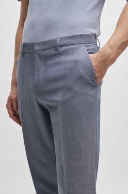 BOSS - Fein gemusterte Regular-Fit Hose aus Stretch-Gewebe