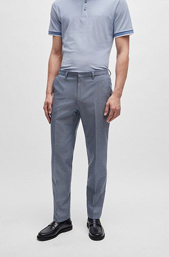 Regular-fit trousers in micro-patterned stretch cloth, Blue