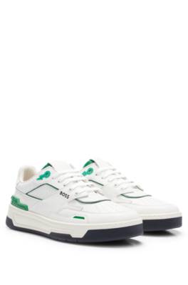 Hugo Boss Basketball-style Trainers With Leather And Decorative Reflective Mesh In White
