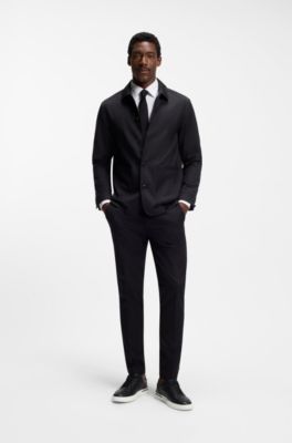 Leather cupsole trainers with signature details, Black